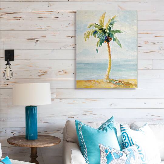 Stupell Industries Palm Tree with Coconuts on Beach Sand Canvas Wall Art